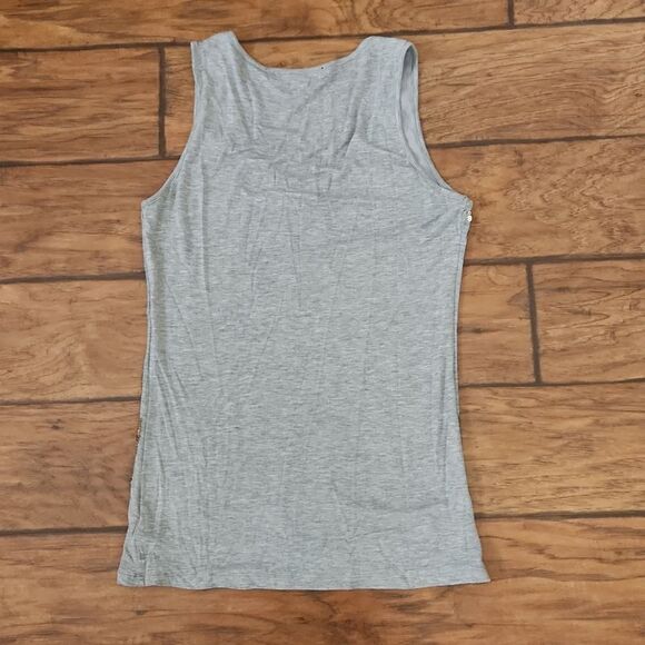 Forever 21 gray women's large gray tank top silver and gold bling sequins - Picture 2 of 5